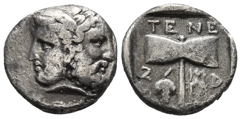 Islands off Troas, Tenedos, AR drachm, late 5th / early 4th cent. BC
Janiform he...
