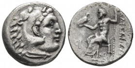 Kings of Macedonia, in the name of Alexander III the Great, 336-323 BC, posthumous issue, AR drachm, Lampsakos Mint (?), ca. 310-301 BC.
Head of Herak...