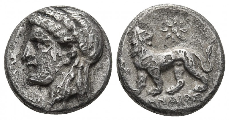 Ionia, Miletos, magistrate Lenaios, ca. 350-340 BC AR drachm
Laureate head of Ap...