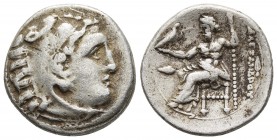 Kings of Macedonia, in the name of Alexander III the Great, 336-323 BC, posthumous issue, AR drachm, Kolophon Mint, ca. 323-319 BC.
Head of Herakles w...