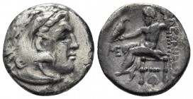Kings of Macedonia, Alexander III the Great, 336-323 BC, posthumous issue, AR drachm, Abydos Mint, ca. 310-301 BC.
Head of Herakles wearing lion's sca...