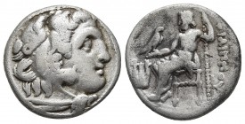 Kings of Macedonia, Philip III Arrhidaios, 323-317 BC, AR drachm, Kolophon Mint, ca. 323-319 BC.
Head of Herakles wearing lion's scalp right
Zeus seat...