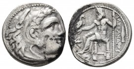 Kings of Macedonia, Alexander III the Great, 336-323 BC, posthumous issue, AR drachm, Magnesia Mint, ca. 323-319 BC.
Head of Herakles wearing lion's s...