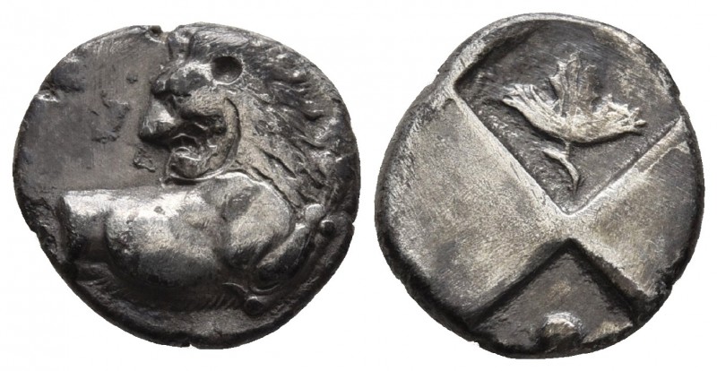Thrace, Chersonesus, ca. 357-320 BC, AR hemidrachm
Forepart of lion right, head ...