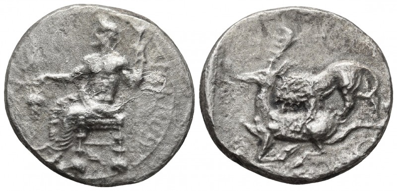 Cilicia, persian Satrap Mazaios 361-334 BC, AR stater, Tarsos Mint
Baaltars seat...