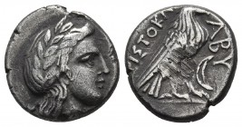 Troas, Abydos, magistrate Aristokles,ca. 350-280 BC, AR drachm
Laureate head of Apollon right
Eagle standing right, in right field crescent. In fields...