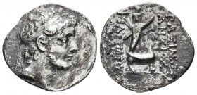 Seleucid Kings, Antiochos IX Eusebes Philopator 114-95 BC, AR drachm, Tarsos Mint.
Diademed head of Antiochos right
Sandan wearing robes,polos and bow...