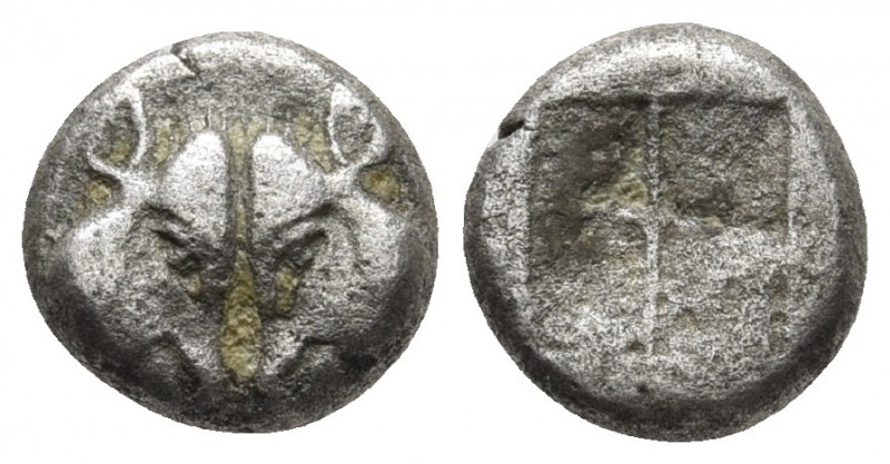 Lesbos, uncertain mint, early 5th cent. BC, BI 1/12 stater
Two boars' heads conf...