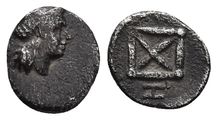Asia Minor, uncertain mint , ca. 4th-3rd cent. BC, AR hemiobol
Head of Apollo (?...