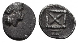 Asia Minor, uncertain mint , ca. 4th-3rd cent. BC, AR hemiobol
Head of Apollo (?) right
Linear square with four-rayed star within. H in field
???? RAR...