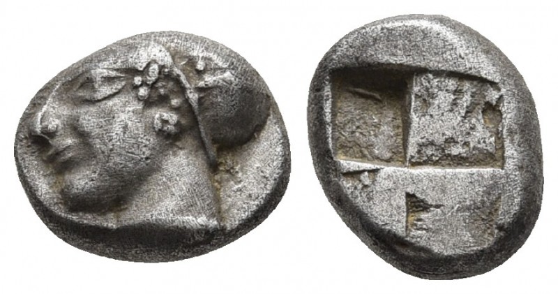 Ionia, Smyrna, late 6th cent. BC, AR trihemiobol
Head of a female in archaic sty...