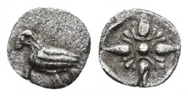 Asia Minor, uncertain mint (Abydos?), ca. 5th cent. BC, AR tetartemorion
Eagle standing left
Stellate pattern
Unpublished ? RARE
5.8mm / 0.13g