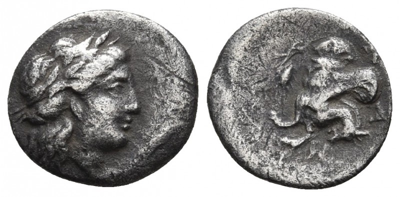 Mysia, Lampsakos, ca. 4th cent. BC, AR trihemiobol
Laureate head of Apollon righ...