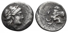 Mysia, Lampsakos, ca. 4th cent. BC, AR trihemiobol
Laureate head of Apollon right
Forepart of pegasos right, beneath uncertain symbol (corn-ear?), Λ-A...