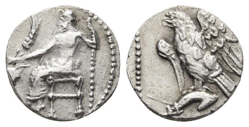 Cilicia, uncertain mint, ca. 4th cent. BC, AR obol
Baal seated on throne left, h...