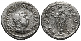Balbinus 238 AD, AR denarius, Rome Mint
Laureate, draped and cuirassed bust of Balbinus right
Victory standing facing with head turned left, holding w...