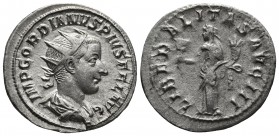 Gordianus III 238-244 AD, AR antoninianus, Rome Mint ca. 239/240 AD
Radiated, draped and cuirassed bust of Gordianus III, seen from the back, right
Li...