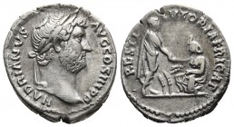 Hadrianus 117-138 AD, AR denarius, Rome Mint, ca. 134-138 AD.
Laureate head of Hadrianus right
Emperor standing right, raising kneeling personificatio...