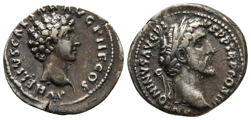 Antoninus Pius 138-161 AD with Marcus Aurelius caesar, AR denarius, Rome Mint, c...