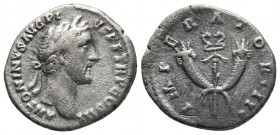 Antoninus Pius 138-161 AD, AR denarius, Rome Mint, ca. 143-144 AD.
Laureate head of Antoninus Pius right
Crossed cornucopiae, caduceus in between
RIC ...