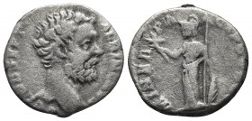 Clodius Albinus 193-197 AD, as caesar, AR denarius, Rome Mint, 194-195 AD.
Bare head of Clodius Albinus right
Minerva standing left, holding olive bra...