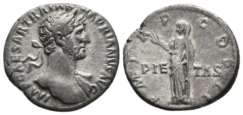 Hadrianus 117-138 AD, AR denarius, Rome Mint, ca. 118 AD.
Laureate bust of Hadri...