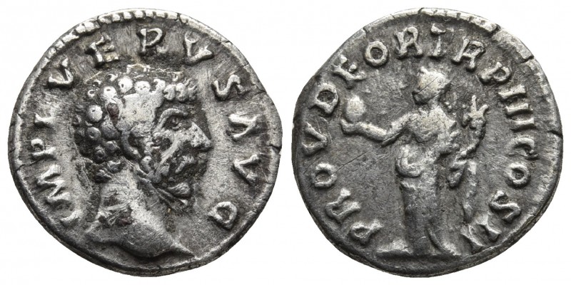 Lucius Verus 161-169 AD, AR denarius, Rome Mint, ca. 162-163 AD.
Bare head of Ve...