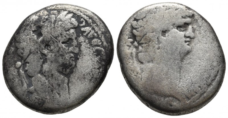 Syria, Nero 54-68 AD with Divus Claudius died 54 AD, AR tetradrachm, uncertain m...