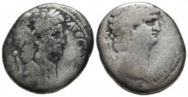 Syria, Nero 54-68 AD with Divus Claudius died 54 AD, AR tetradrachm, uncertain mint in Syria, ca. 63-68 AD
Laureate head of Nero right
Laureate head o...