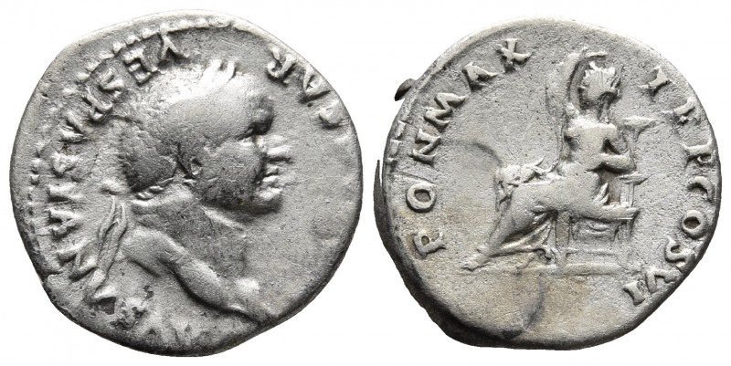 Vespasianus 69-79 AD, AR denarius, Rome Mint, 75 AD.
Laureate head of Vespasianu...