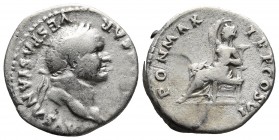 Vespasianus 69-79 AD, AR denarius, Rome Mint, 75 AD.
Laureate head of Vespasianus right
Pax seated on throne left, holding branch
RIC II 2nd ed. 772
1...