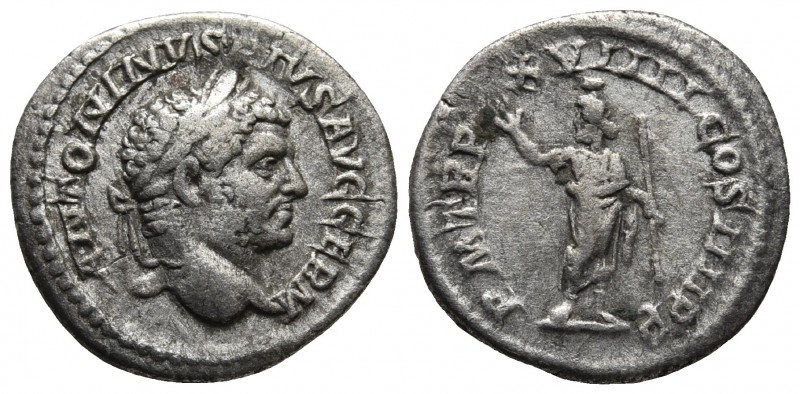 Caracalla 198-217 AD, AR denarius, Rome Mint, ca. 216 AD.
Laureate head of Carac...