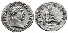 Traianus 98-117 AD, AR denarius, Rome Mint, ca. 103-111 AD.
Laureate head of Traianus right
Dacian captive seated upon a shield, sword below
RIC II 89...