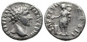 Marcus Aurelius caesar 139-161 AD, AR denarius, Rome Mint, ca. 152-153 AD.
Bare head of young Marcus Aurelius right
Genius standing l., holding legion...