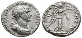 Cappadocia, Traianus 98-117 AD, AR drachm, Caesarea Mint, ca. 112-114 AD
Laureate, draped and cuirassed bust of Traianus right
Victory walking right, ...