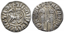 Armenian Kingdom, Cilician Armenia, Hetoum I (1228-1270) AR Tram 
Zabel and Hetoum standing, facing one 
another, each crowned with head facing and ho...
