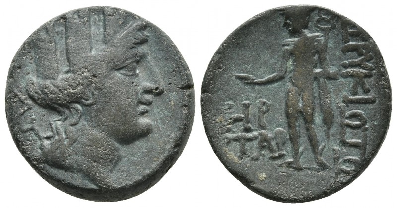 Cilicia, Corycus, ca.1 cent. BC, AE
Turreted head of Tyche right
Hermes standing...