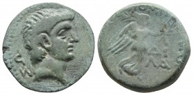 Cilicia, Soloi-Pompeiopolis, ca. 1 cent. BC - 1 cent AD, AE
Bare head of Pompey the Great right
Nike advancing right, holding wreath and palm branch
S...