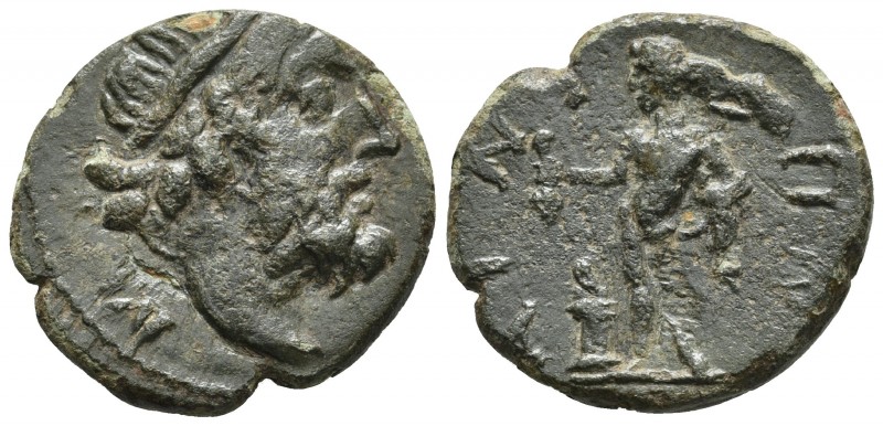 Thrace, Ainos, ca.2-1 cent. BC, 22.1mm / 5.2g
Diademed head of Poseidon right
He...