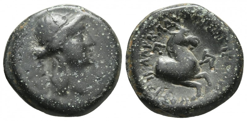 Cilicia, Seleuceia ad Calycadnum, ca. 2-1 cent. BC, AE
Laureate head of Apollo r...