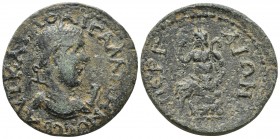 Pamphylia, Perge, Gallienus 253-268 AD, AE 10 assaria
Laureate, draped and cuirassed bust of Gallienus right. In front I = mark of value
Pan seated on...