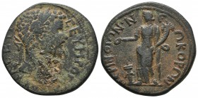 Thrace, Perinthos, Septimius Sever 193-211 AD, AE
Laureate head of Septimius Severus right
Homonoia standing left, holding cornucopia and patera over ...