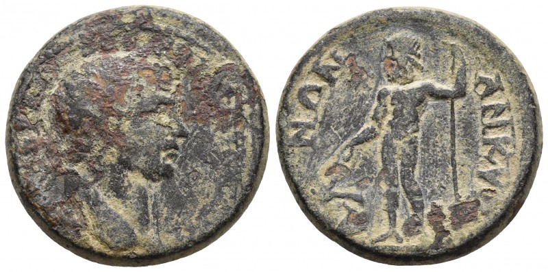 Galatia, Ancyra, Traianus 98-117 AD
Laureate head of Traianus right
Zeus standin...