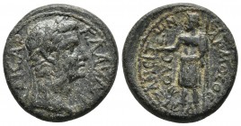 Phrygia, Aezanis, Claudius 41-54 AD, AE
Laureate head of Claudius right
Zeus standing left, holding eagle and sceptre
RPC I 3098
21mm / 5.1g