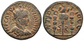 Pisidia, Antiochia, Valerianus I 253-260 AD, AE
Radiate, draped and cuirassed bust of Valerianus I, seen from behind, right
Vexilium between two legio...