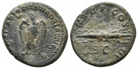 Rome, period of Hadrianus, ca. 121-122 AD, AE quadrans
Eagle standing right, head turned left
Winged thunderbolt
RIC II 625
19.3mm / 3.8g
