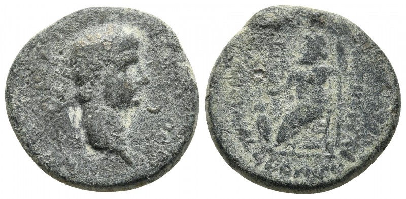 Phrygia, Acmonea, Nero ca. 62 AD, AE
Laureate head of Nero, behind caduceus, in ...