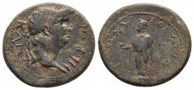 Lydia, Maeonia, Nero 54-68 AD, AE
Laureate head of Nero right
Zeus standing left holding eagle ?
RPC I 3012
19.1mm / 3.65g