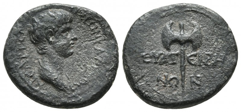 Lydia, Thyatira, Nero as caesar ca. 50-54 AD, AE
Draped, bare-headed bust of Ner...