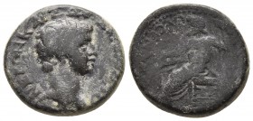 Phrygia, Synnada, Nero 54-68 AD, AE
Bare head of youthful Nero right
Zeus seated left
RPC I 3190cf
18.6mm / 4.6g